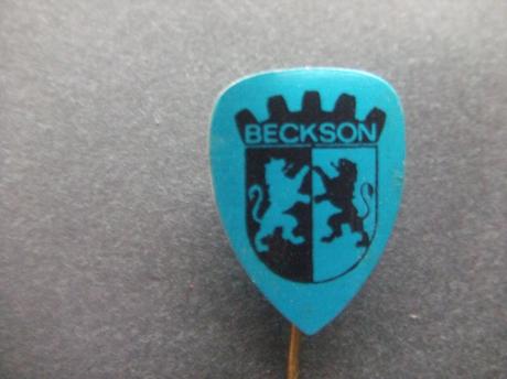 Beckson (Becker’s Sons )meet- en weeginstrumenten,remnaven voor (brom)fietsen en vervoerskaartenautomaat voor het openbaar vervoer,logo Brummen